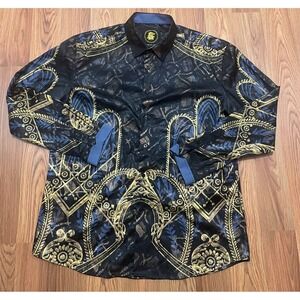 House Of Lords Shirt Mens XL Baroque Allover Print Long Sleeve Woven